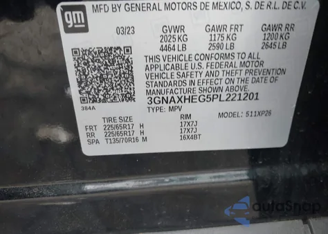 2023 Chevrolet Equinox Ls z USA, uszkodzony, nr VIN 3GNAXHEG5PL221201